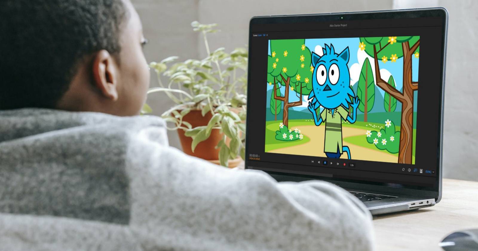 Adobe Character Animator on a laptop