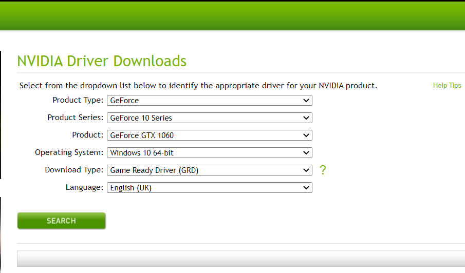 Опция поиска драйверов