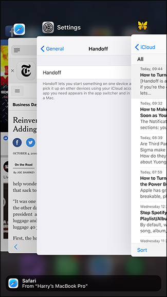 Подсказка Handoff для Safari на iPhone
