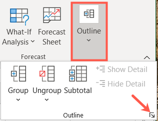 Перейдите в Данные → Контур и нажмите стрелку запуска диалога