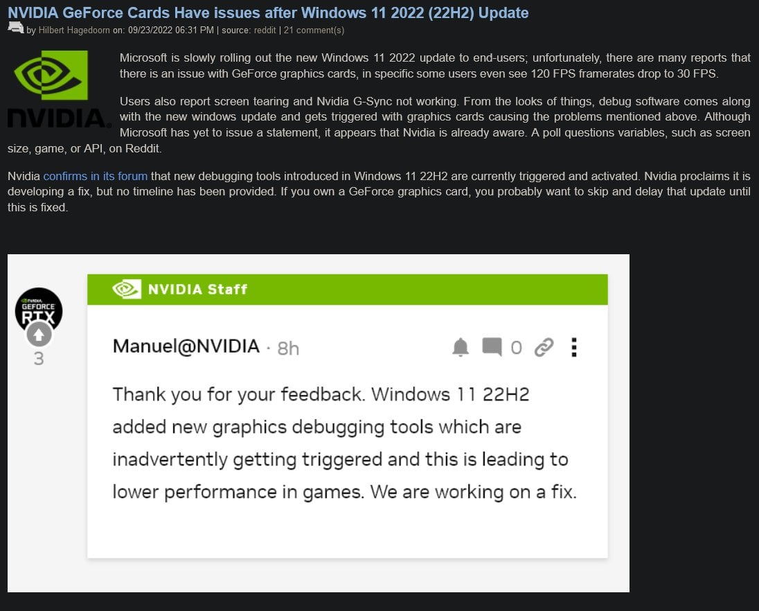 Падение FPS на Nvidia после обновления