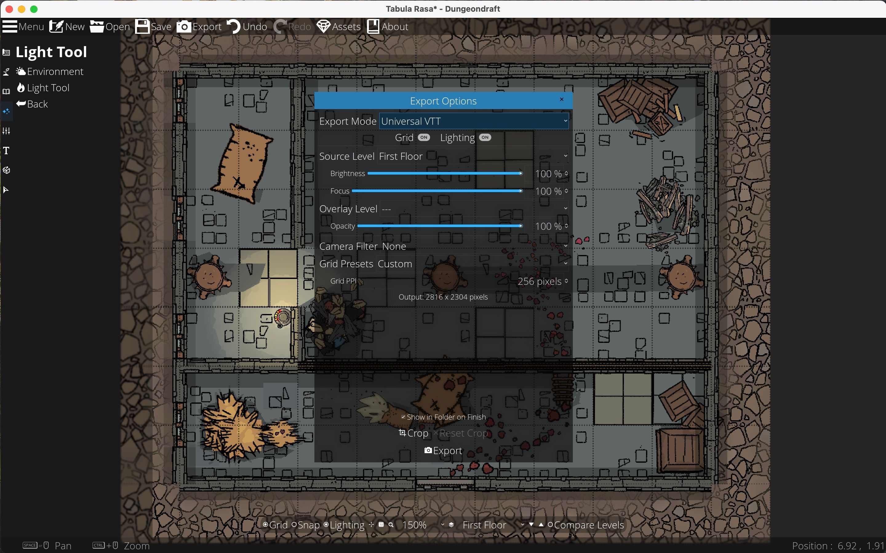Dungeondraft Export Options menu