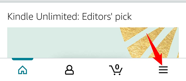 Нажмите три горизонтальные линии в приложении Amazon