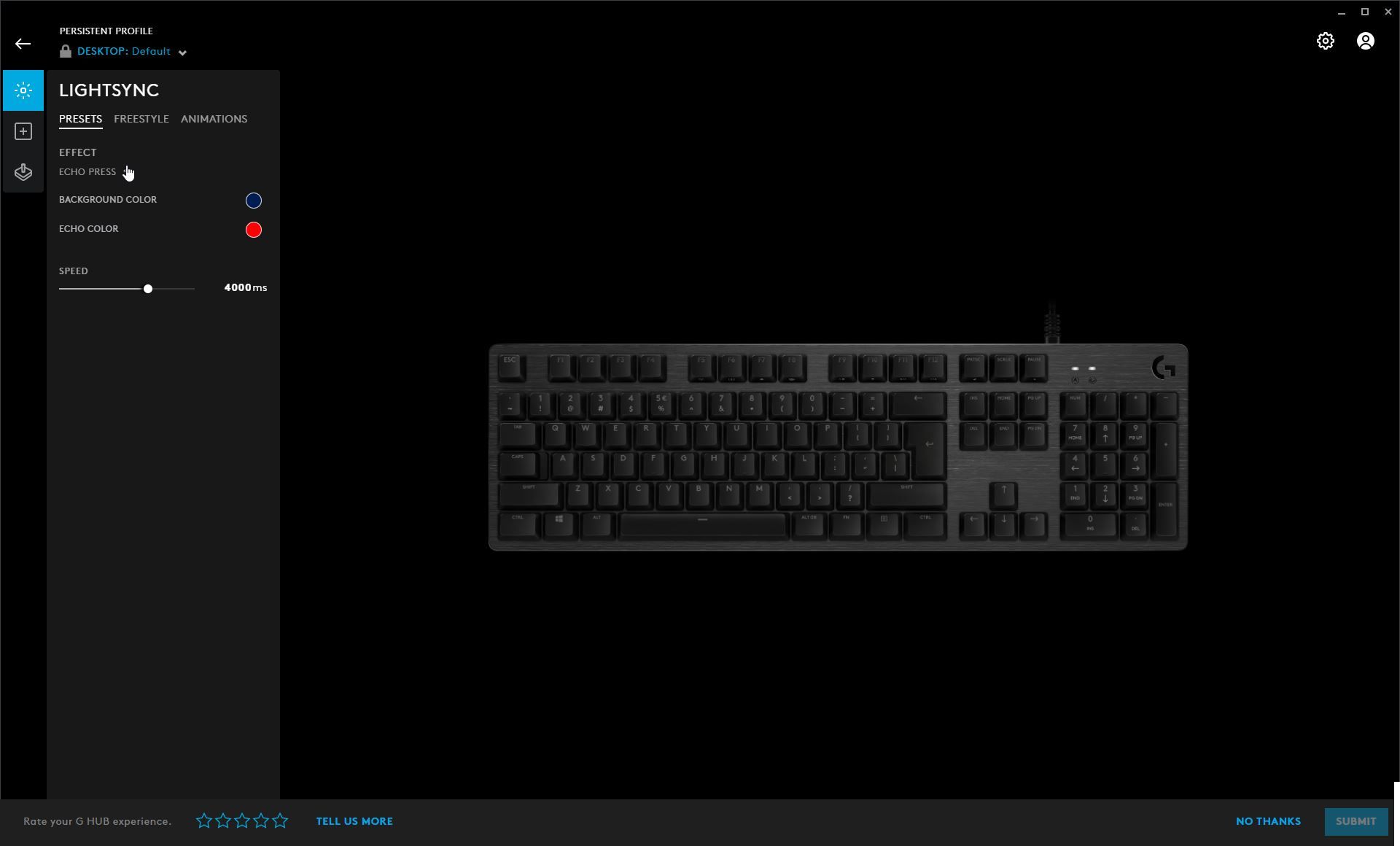 Предустановленные эффекты подсветки в программном обеспечении Logitech