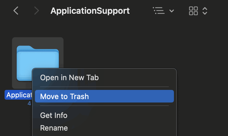 Delete Application Support Files