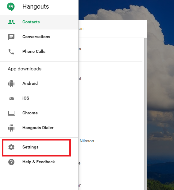 Параметры конфиденциальности и уведомлений в Hangouts