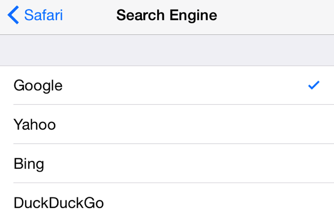 Настройки Safari на iPhone: выбор поисковой системы