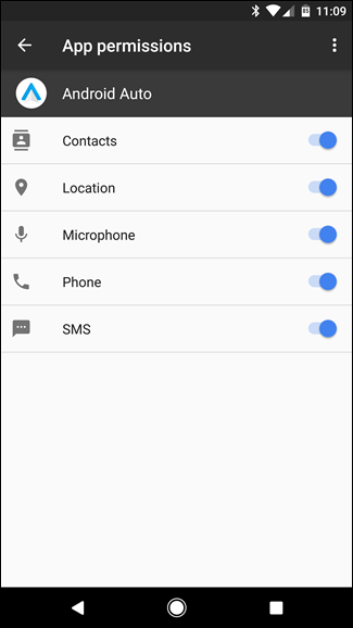Разрешения Android Auto включены