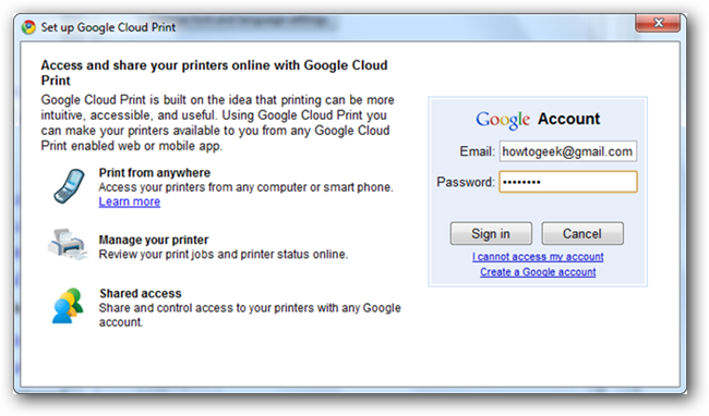 Google 로그인 화면 스크린샷