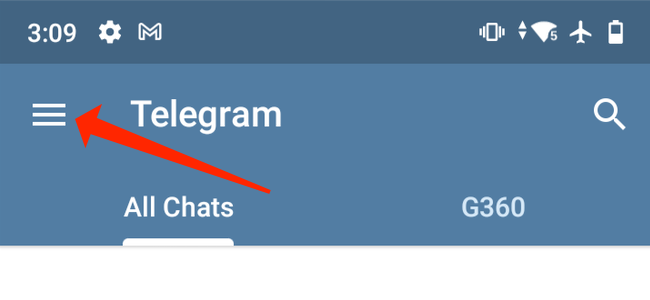 Откройте меню в Telegram