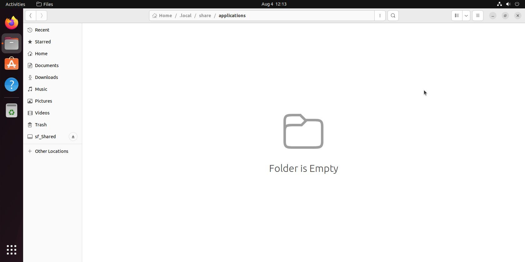 Файловый менеджер показывает папку .local и вложенные каталоги.