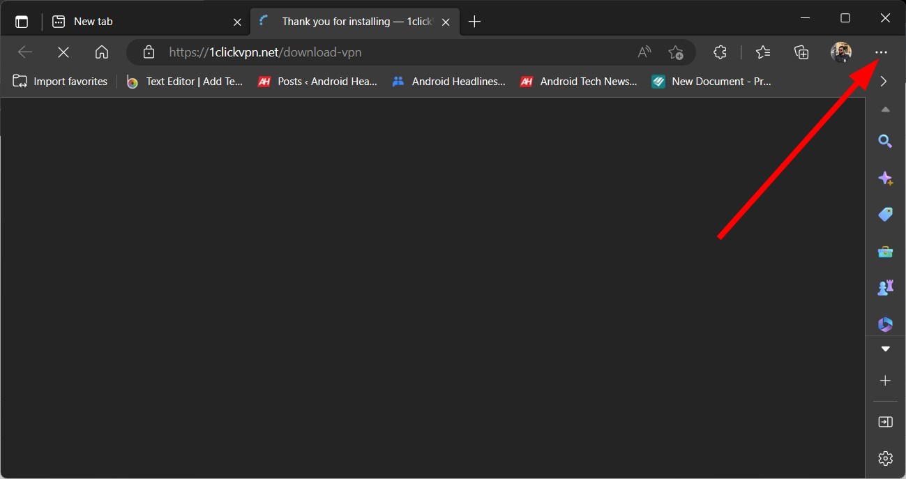 Меню с тремя точками в Microsoft Edge