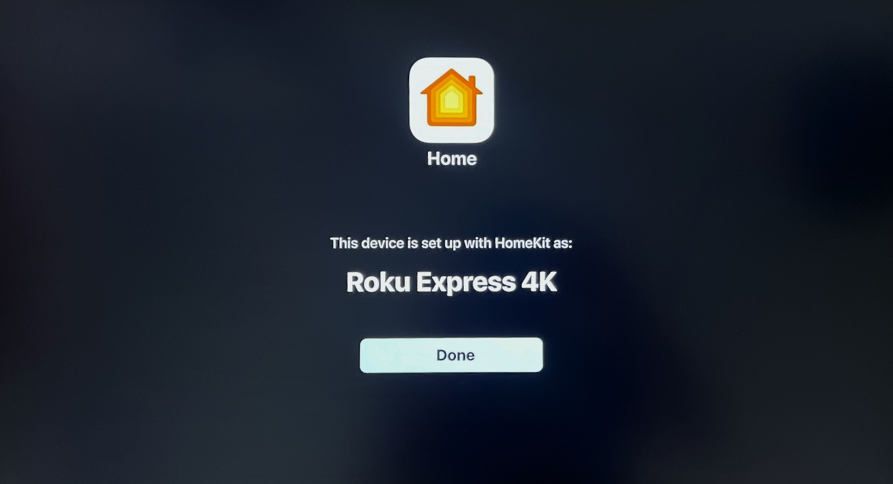 Roku Express 4K HomeKit Setup Complete Screen
