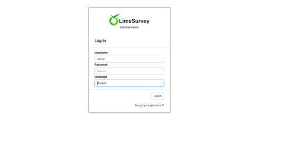 Страница входа LimeSurvey