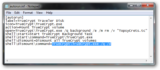 Строка для дисмонта в autorun.inf