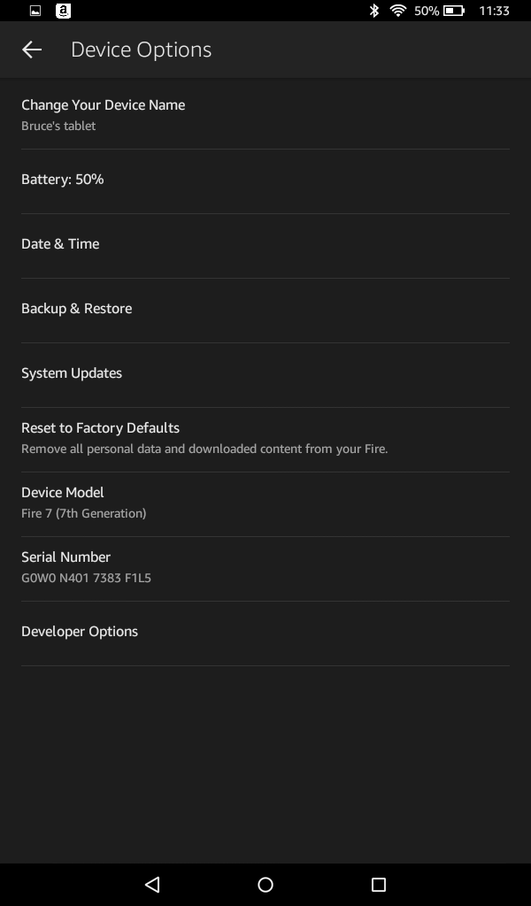 Enable ADB on Amazon Fire tablet