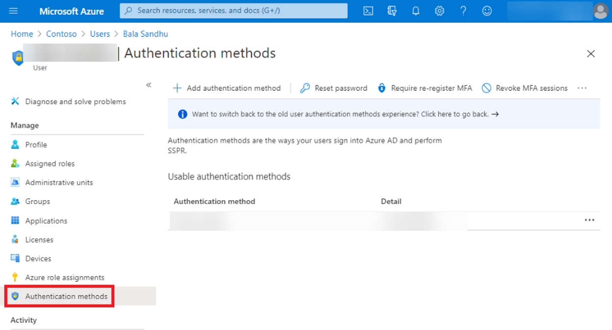 Методы аутентификации пользователя в Azure AD