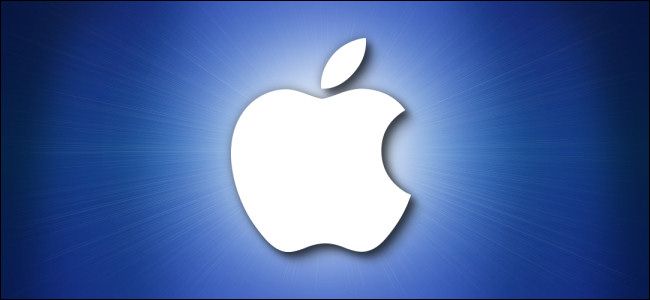 Логотип Apple на синем фоне