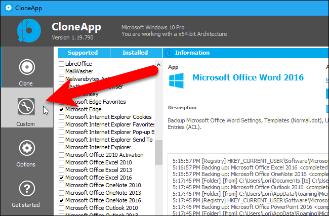 Переход в Custom в CloneApp