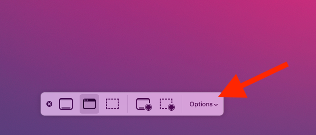 Инструмент скриншотов: кнопка «Параметры»