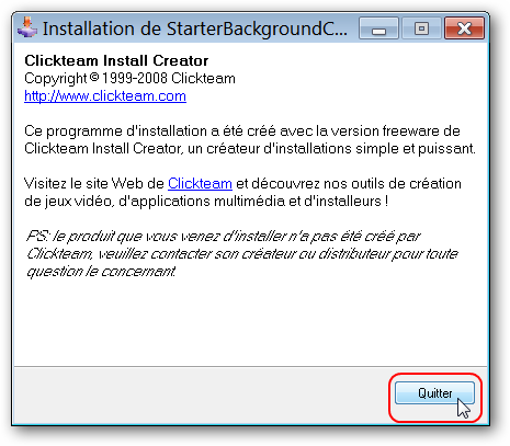 Окно установки 6: завершение установки и кнопка закрытия мастера