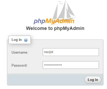 Вход в phpMyAdmin