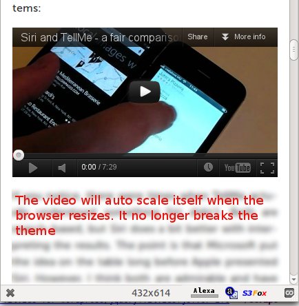 Видео корректно масштабируется при изменении ширины окна