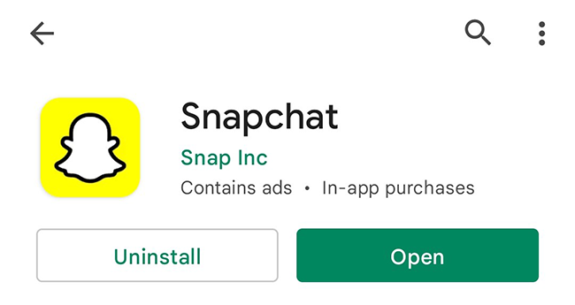Нажмите «Обновить», чтобы обновить Snapchat.