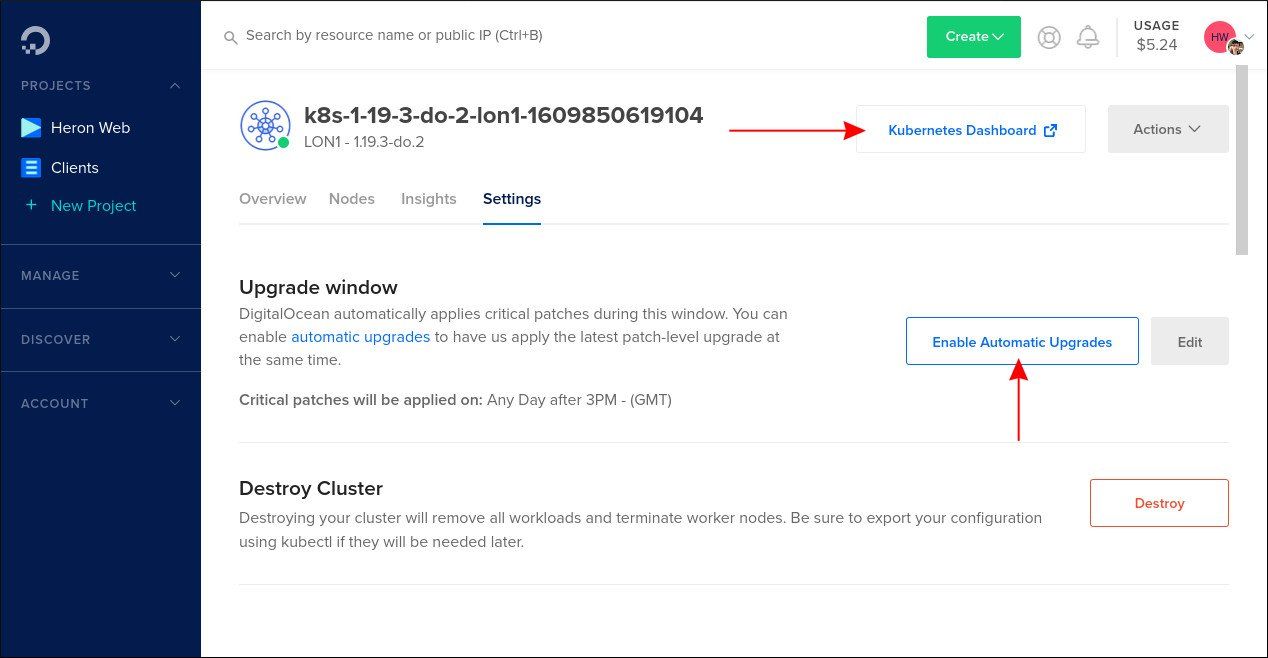 Настройки обновлений кластера в DigitalOcean