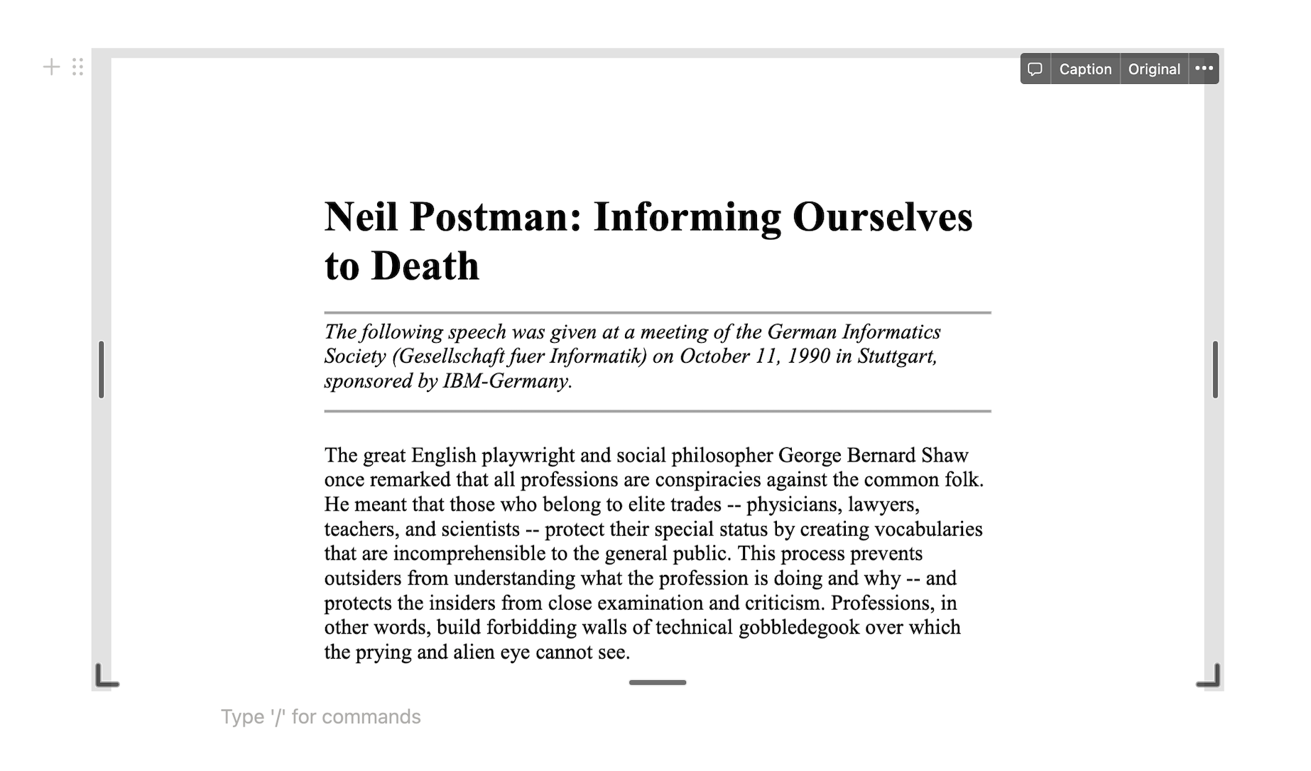 Предпросмотр PDF‑файла, встроенного в Notion