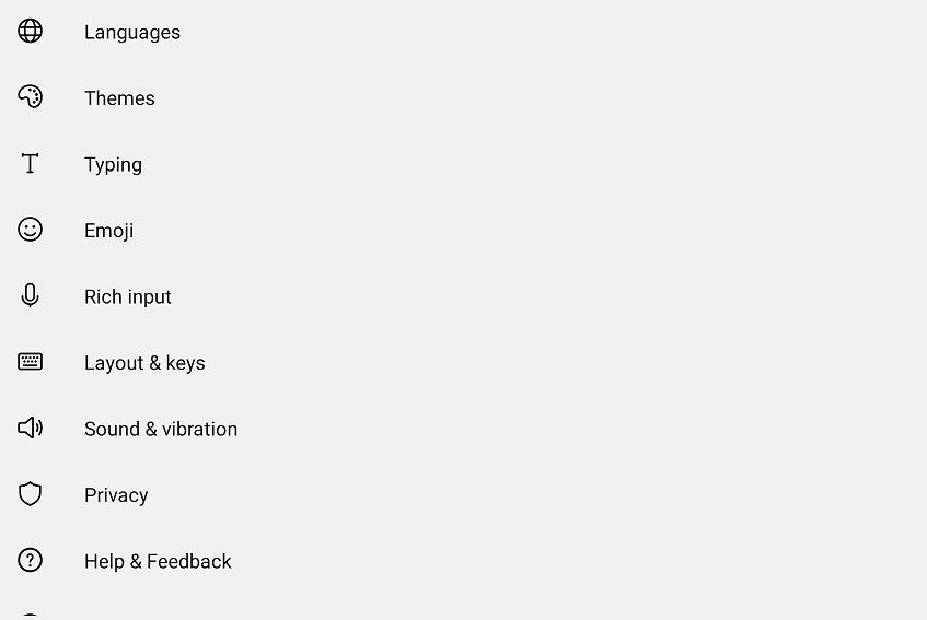 Опция Rich Input (Дополнительный ввод) в SwiftKey