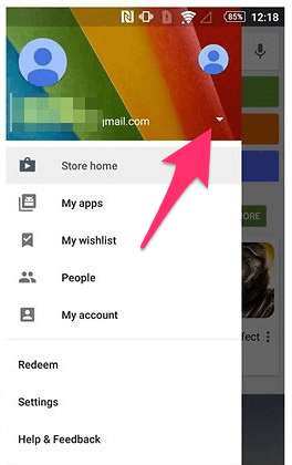 Переключение аккаунта в Play Store