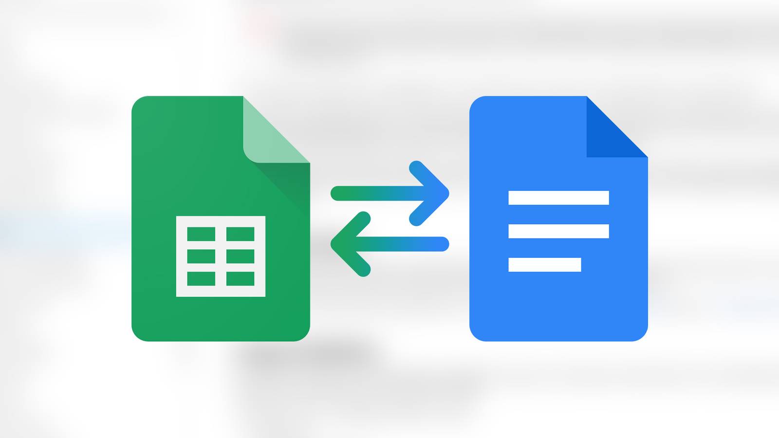 Логотипы Google Docs и Google Sheets со стрелкой, показывающей передачу диаграммы между приложениями