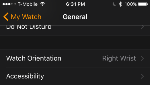 Настройка ориентации в приложении Watch на iPhone