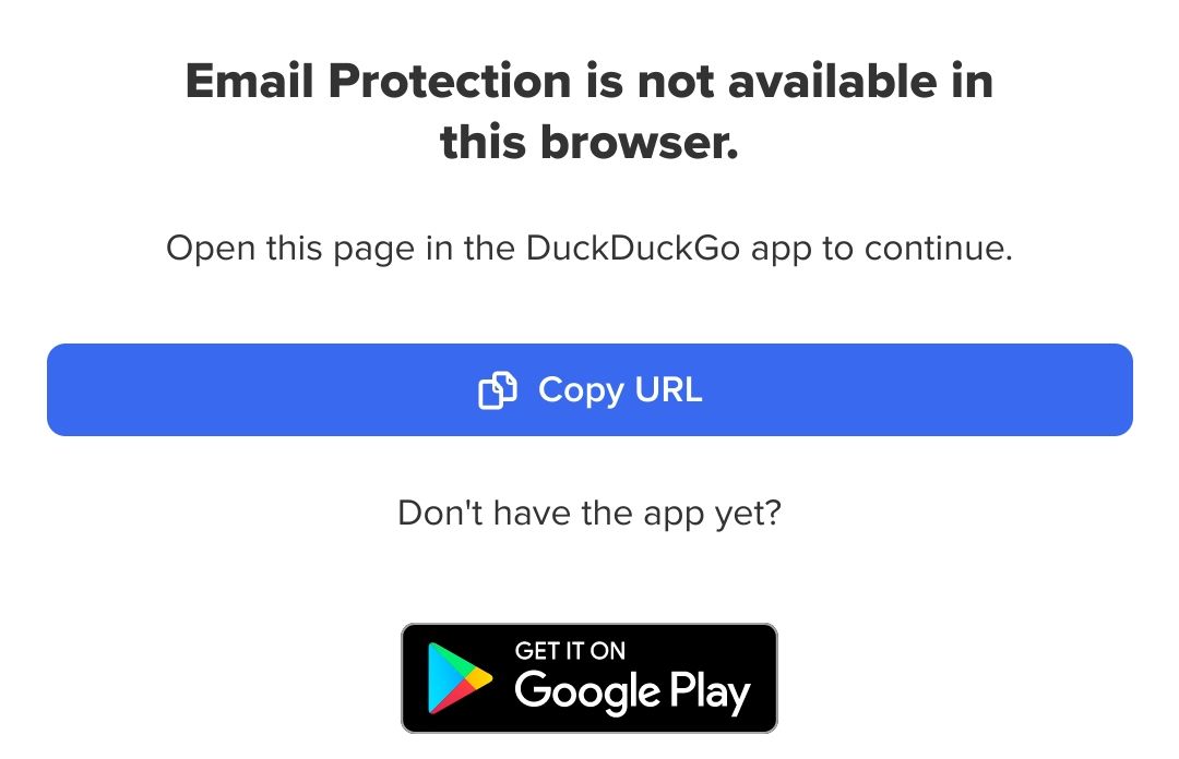 Предупреждение DuckDuckGo в браузере Fennec