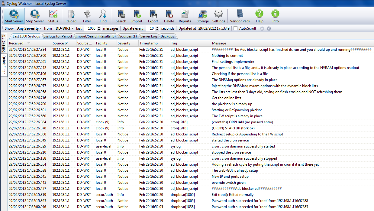Удалённый сбор событий сервера через syslog