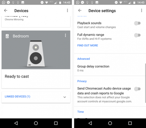 Коррекция задержки группы в Google Home