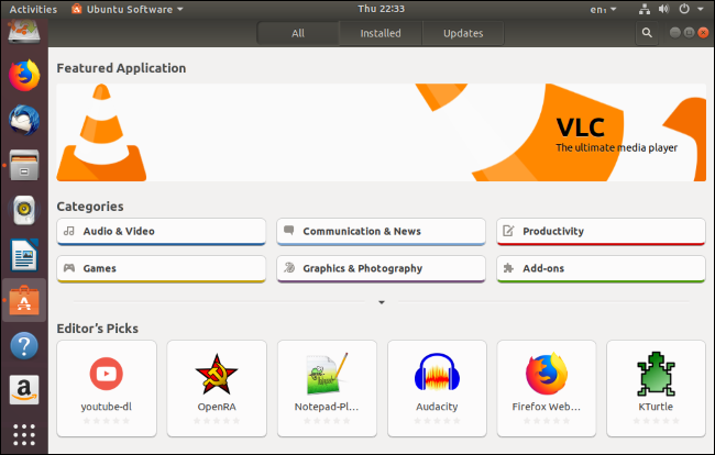 Центр программ Ubuntu (Ubuntu Software) для установки приложений