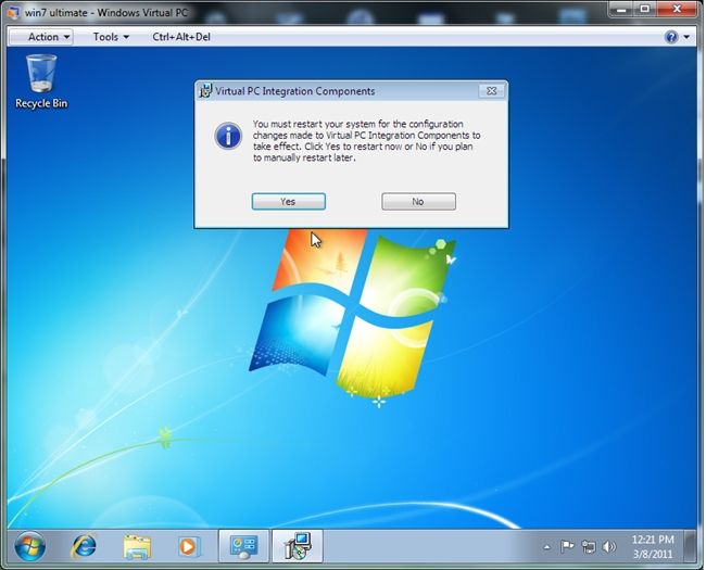 Требуется перезагрузка для завершения установки Integration Components