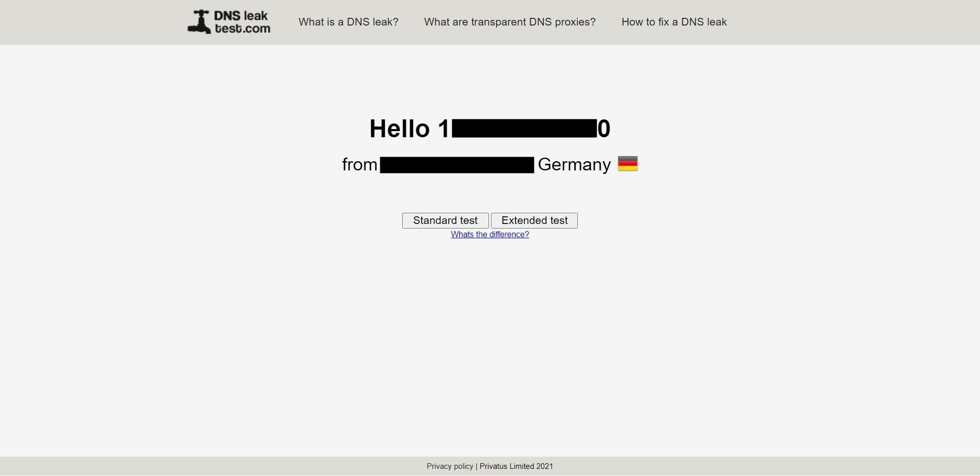 Результаты DNSLeakTest: виден IP адрес VPN‑сервера