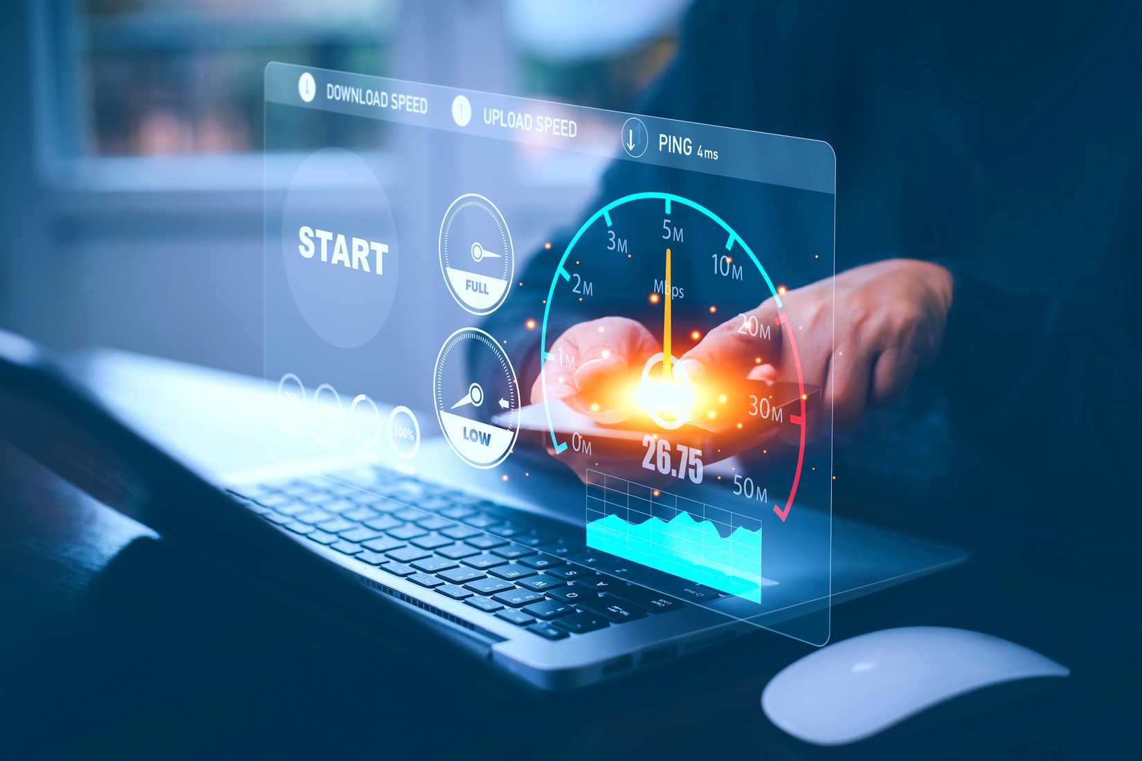 Тест скорости широкополосного интернета на ноутбуке