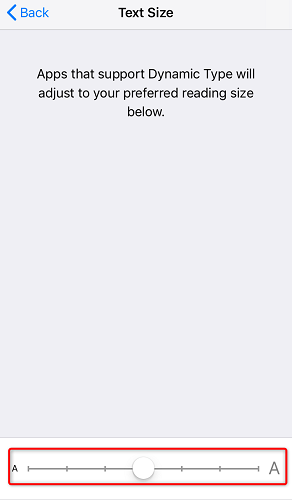 Используйте ползунок, чтобы отрегулировать размер шрифта на iPhone.