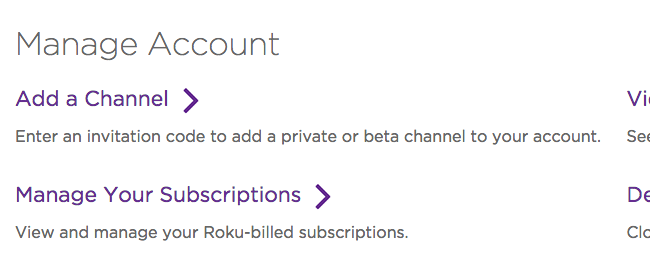 Форма добавления кода приватного канала на сайте Roku