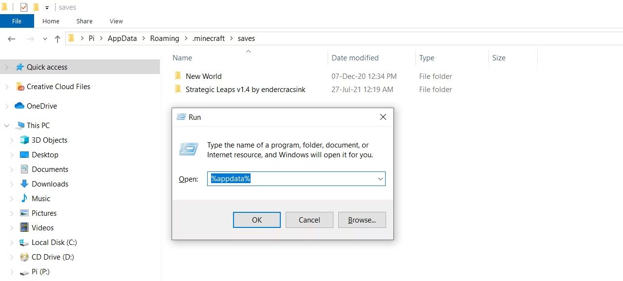 Открытие папки AppData через Run