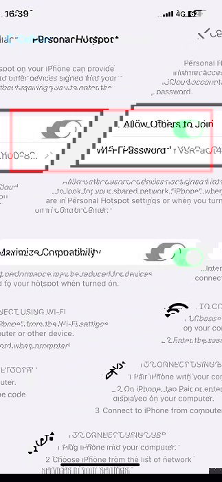 Автоматически сгенерированный пароль для точки доступа на iOS