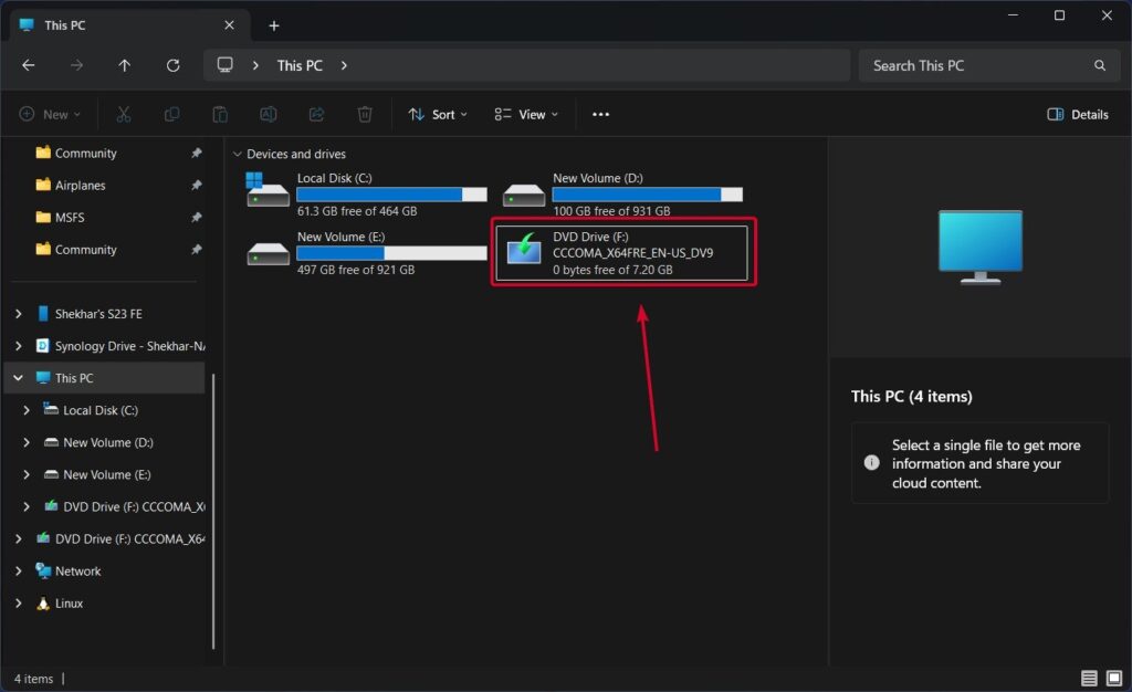 Mounted Windows 11 ISO