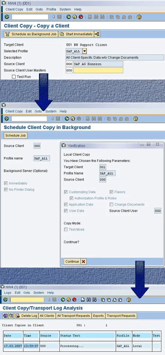 Копирование данных клиента