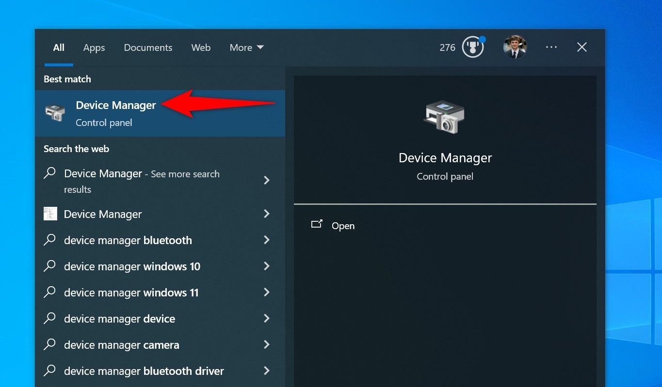 В Поиске Windows выделен результат 