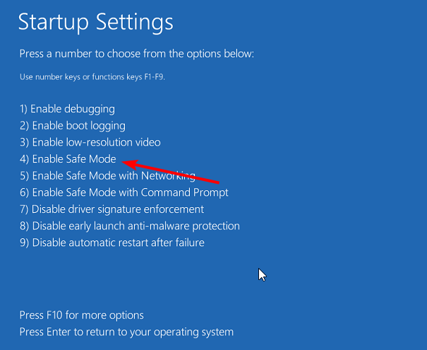 Включение безопасного режима