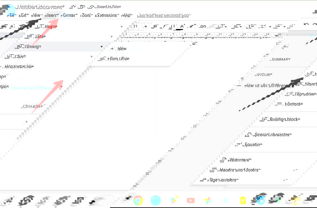 Вставка эмодзи через меню Google Docs
